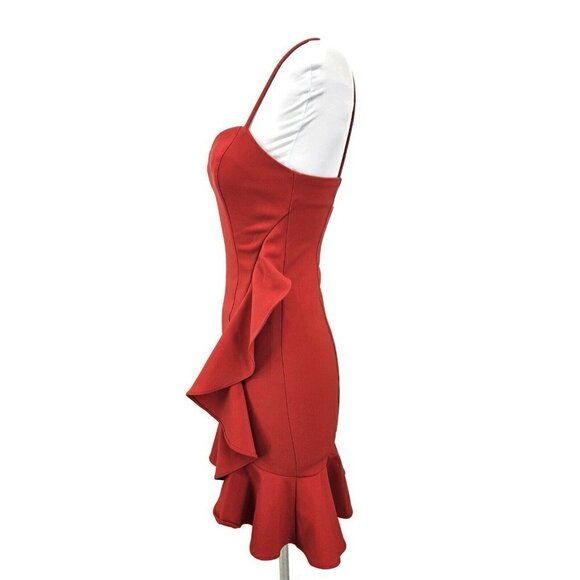 New Likely Laverna Ruffle Dress Womens 00 Red Mini Cocktail - Picture 4 of 8